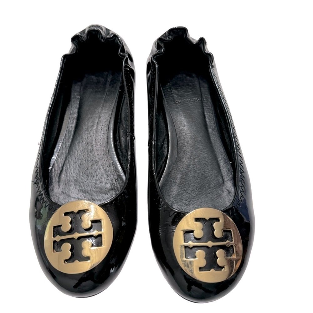 Tory Burch Womens Black Patent‎ Leather Ballet Flats Sz 38/7.5US